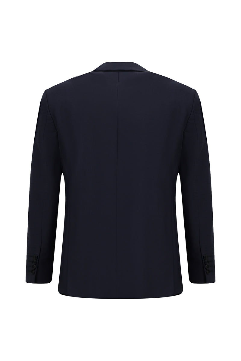 Koyu Lacivert 4 Drop Relaxed Fit Rahat Kesim Yünlü Ekose Tak?m Elbise-Abdullah Ki??l?