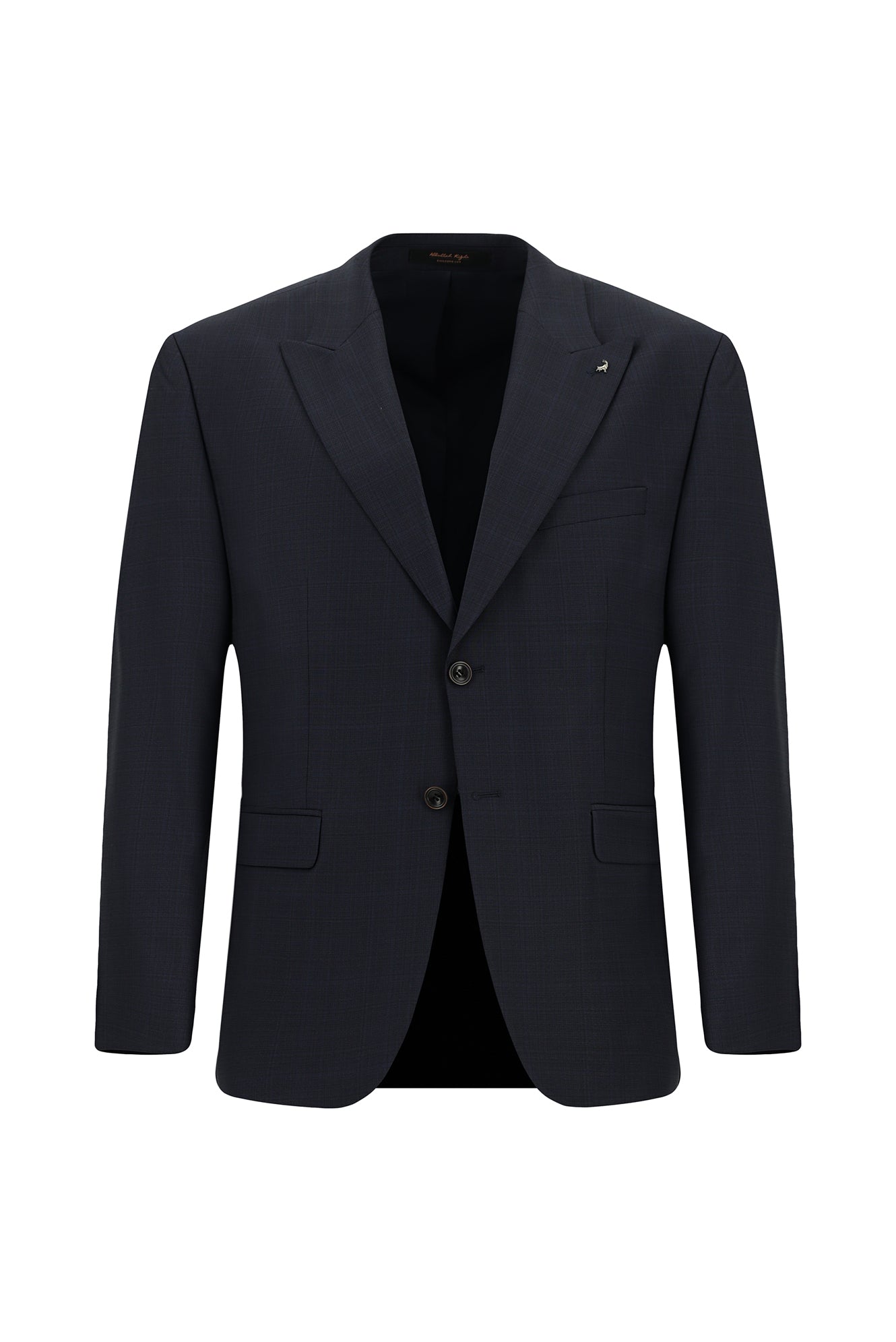 Koyu Lacivert Relaxed Fit Rahat Kesim Klasik Yünlü Ekose Beli Lastikli Takım Ebise
