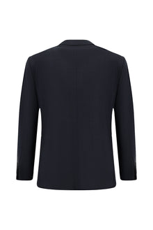 Koyu Lacivert Relaxed Fit Rahat Kesim Klasik Yünlü Ekose Beli Lastikli Takım Ebise