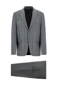 Mavi Relaxed Fit Rahat Kesim Yünlü Ekose Kombinli Takım Elbise