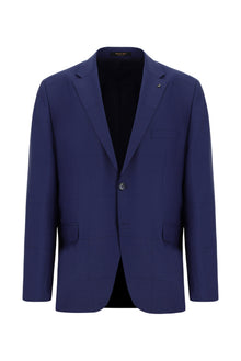 Orta Lacivert 4 Drop Relaxed Fit Rahat Kesim Yünlü Kareli Kombinli Tak?m Elbise-Abdullah Ki??l?