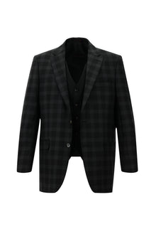 Siyah 6 Drop Regular Fit Standart Kesim Yünlü Kombinli Yelekli Tak?m Elbise-Abdullah Ki??l?