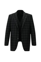 Siyah Regular Fit Yünlü Kombinli Yelekli Takım Elbise