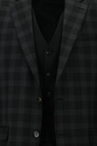 Siyah Regular Fit Yünlü Kombinli Yelekli Takım Elbise