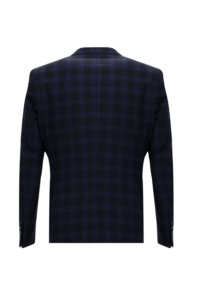 Koyu Lacivert Relaxed Fit Rahat Kesim Yünlü Kombinli Yelekli Takım Elbise