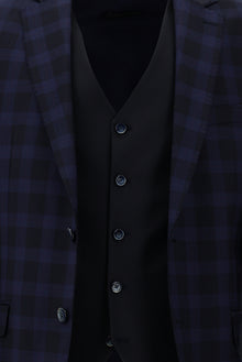 Koyu Lacivert 4 Drop Relaxed Fit Rahat Kesim Yünlü Kombinli Yelekli Tak?m Elbise-Abdullah Ki??l?