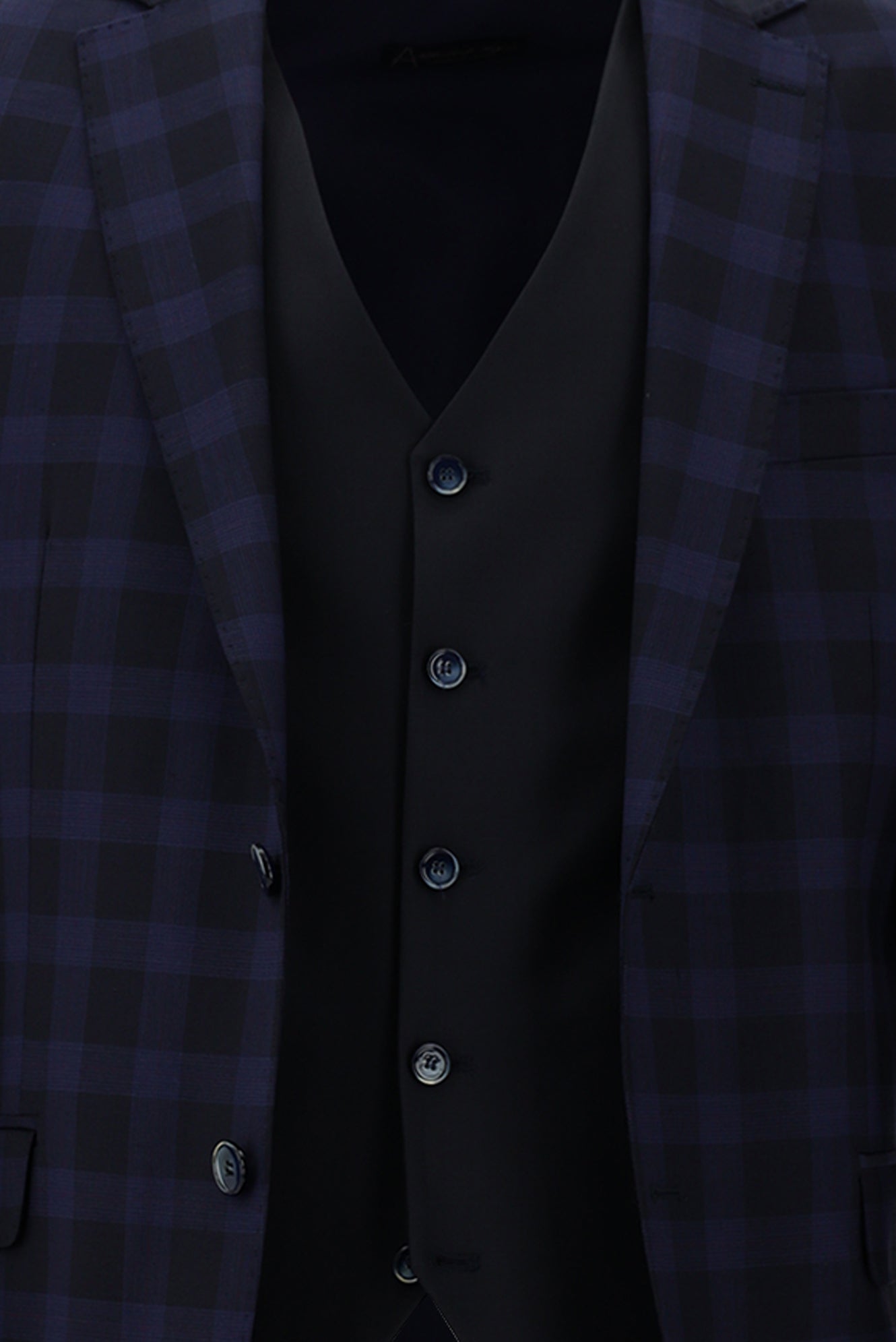 Koyu Lacivert Relaxed Fit Rahat Kesim Yünlü Kombinli Yelekli Takım Elbise