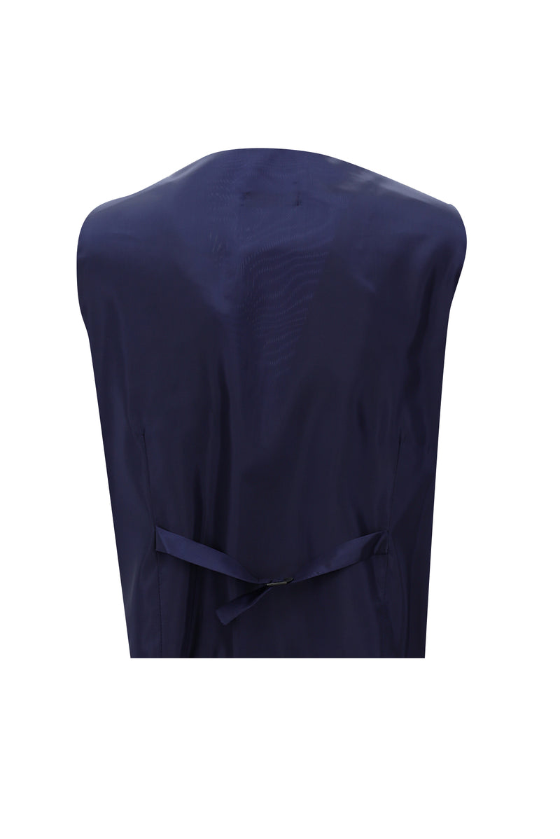 Koyu Lacivert Regular Fit Yünlü Kombinli Yelekli Takım Elbise