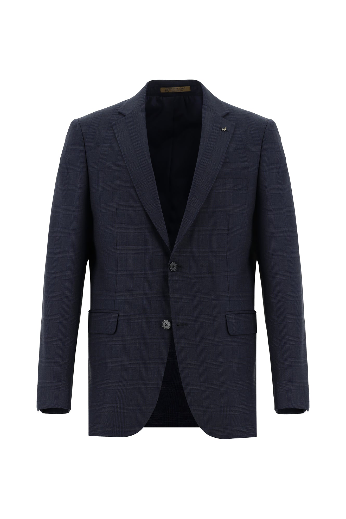 Koyu Lacivert Yünlü Klasik Ekose Guabello Takım Elbise