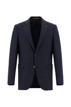 Koyu Lacivert Yünlü Klasik Ekose Guabello Takım Elbise