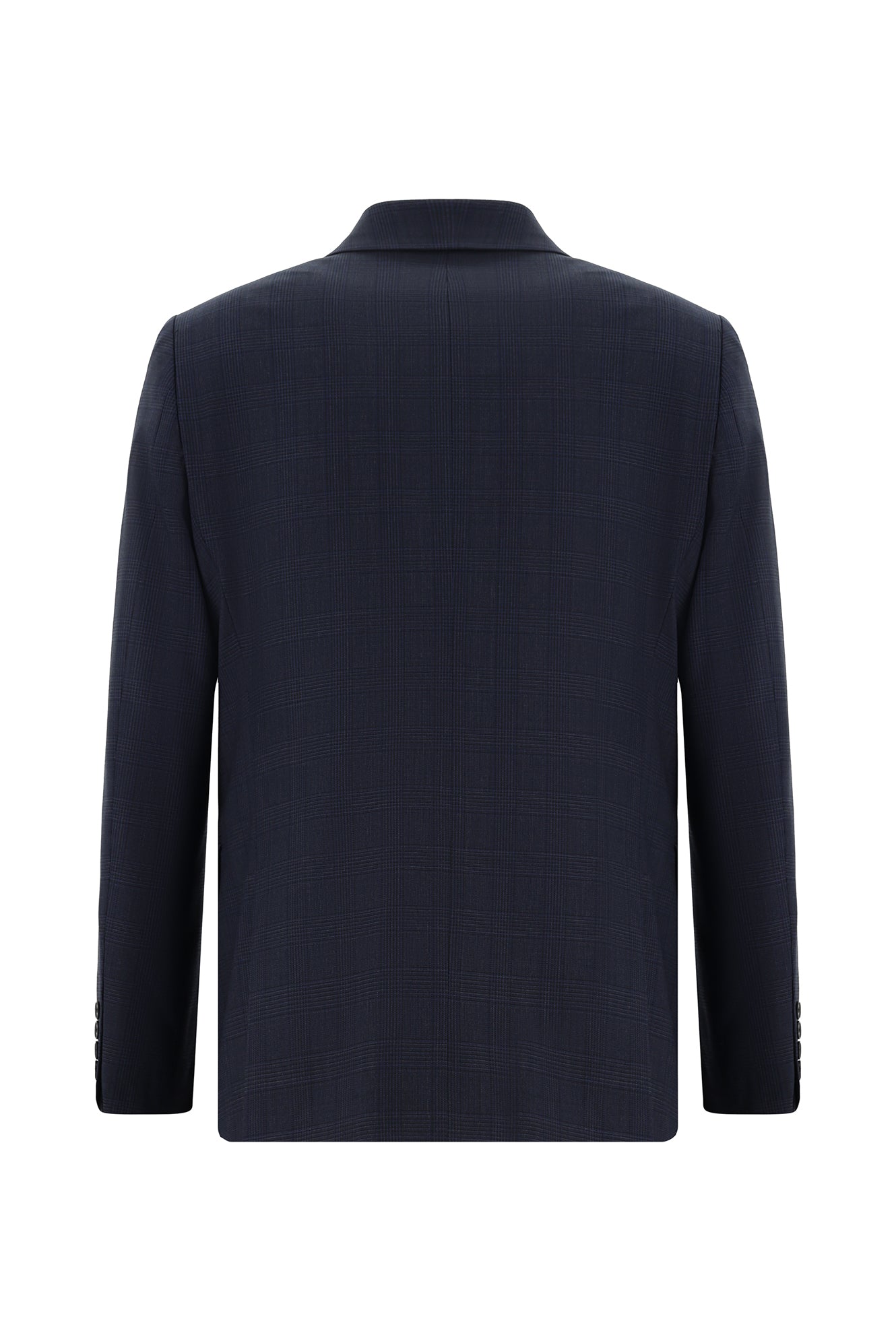 Koyu Lacivert Yünlü Klasik Ekose Guabello Takım Elbise