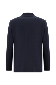 Koyu Lacivert Yünlü Klasik Ekose Guabello Takım Elbise