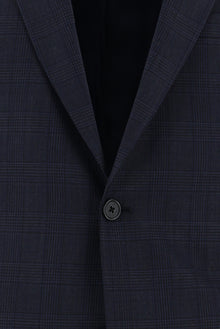 Koyu Lacivert Yünlü Klasik Ekose Guabello Takım Elbise