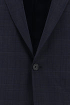 Koyu Lacivert Yünlü Klasik Ekose Guabello Takım Elbise