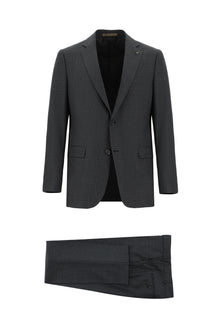 Orta Antrasit Regular Fit Yünlü Klasik Ekose Guabello Takım Elbise