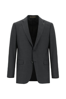 Orta Antrasit Regular Fit Yünlü Klasik Ekose Guabello Takım Elbise