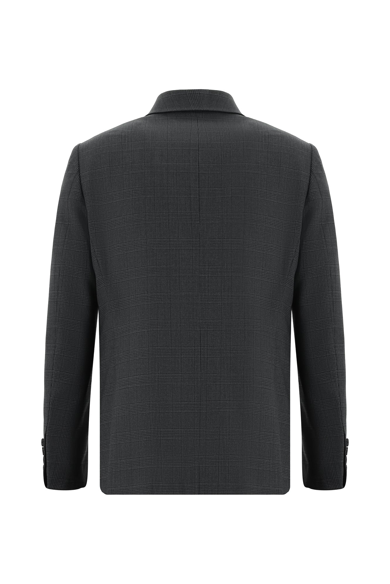 Orta Antrasit Regular Fit Yünlü Klasik Ekose Guabello Takım Elbise