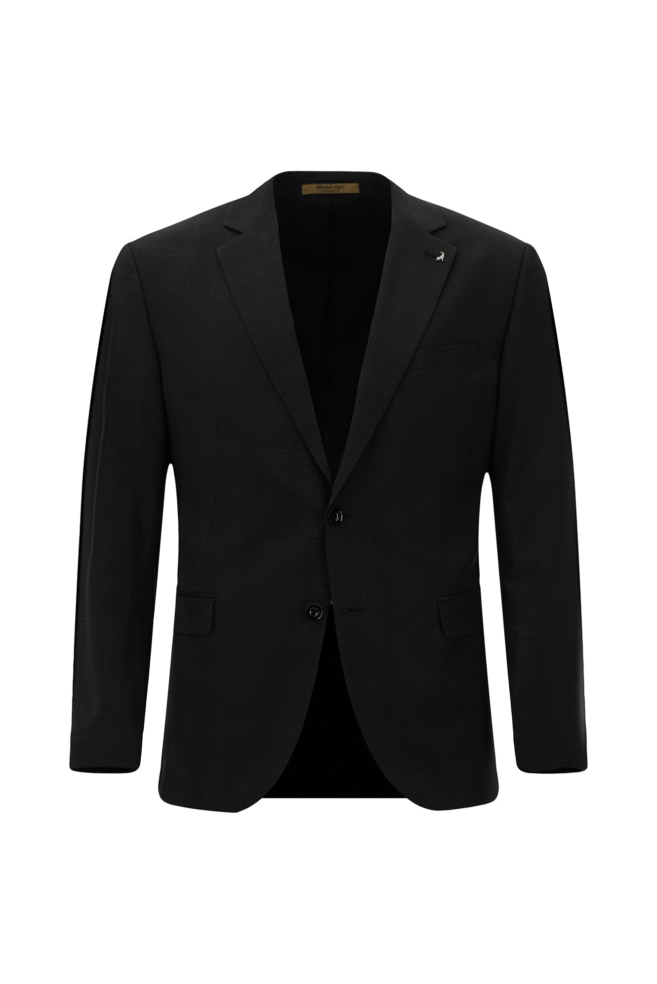 Siyah Regular Fit Klasik Ekose Yünlü Takım Ebise