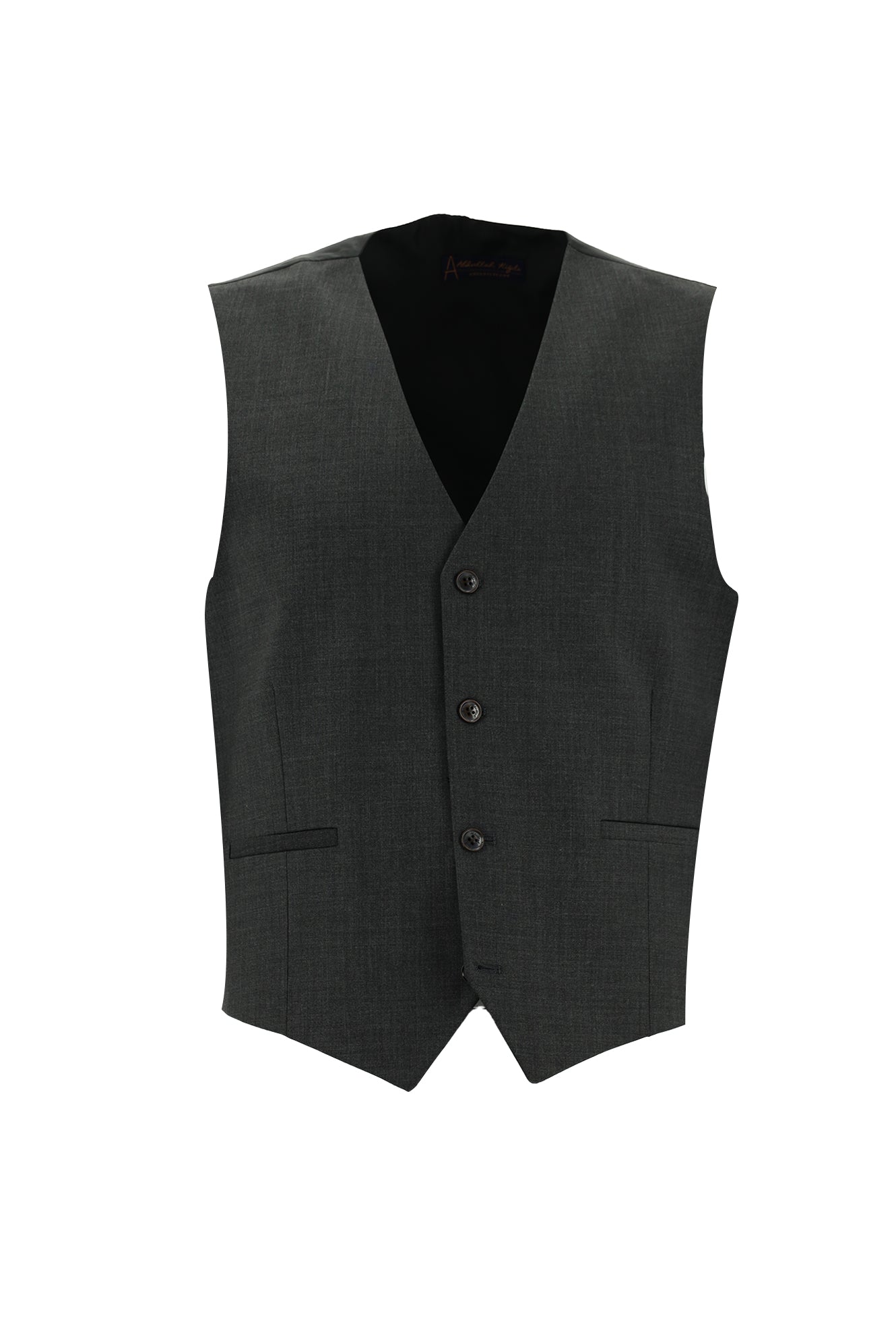 Orta Antrasit Slim Fit Dar Kesim Yünlü Kombinli Yelekli Takım Elbise