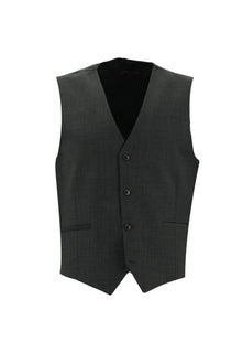 Orta Antrasit Slim Fit Dar Kesim Yünlü Kombinli Yelekli Takım Elbise