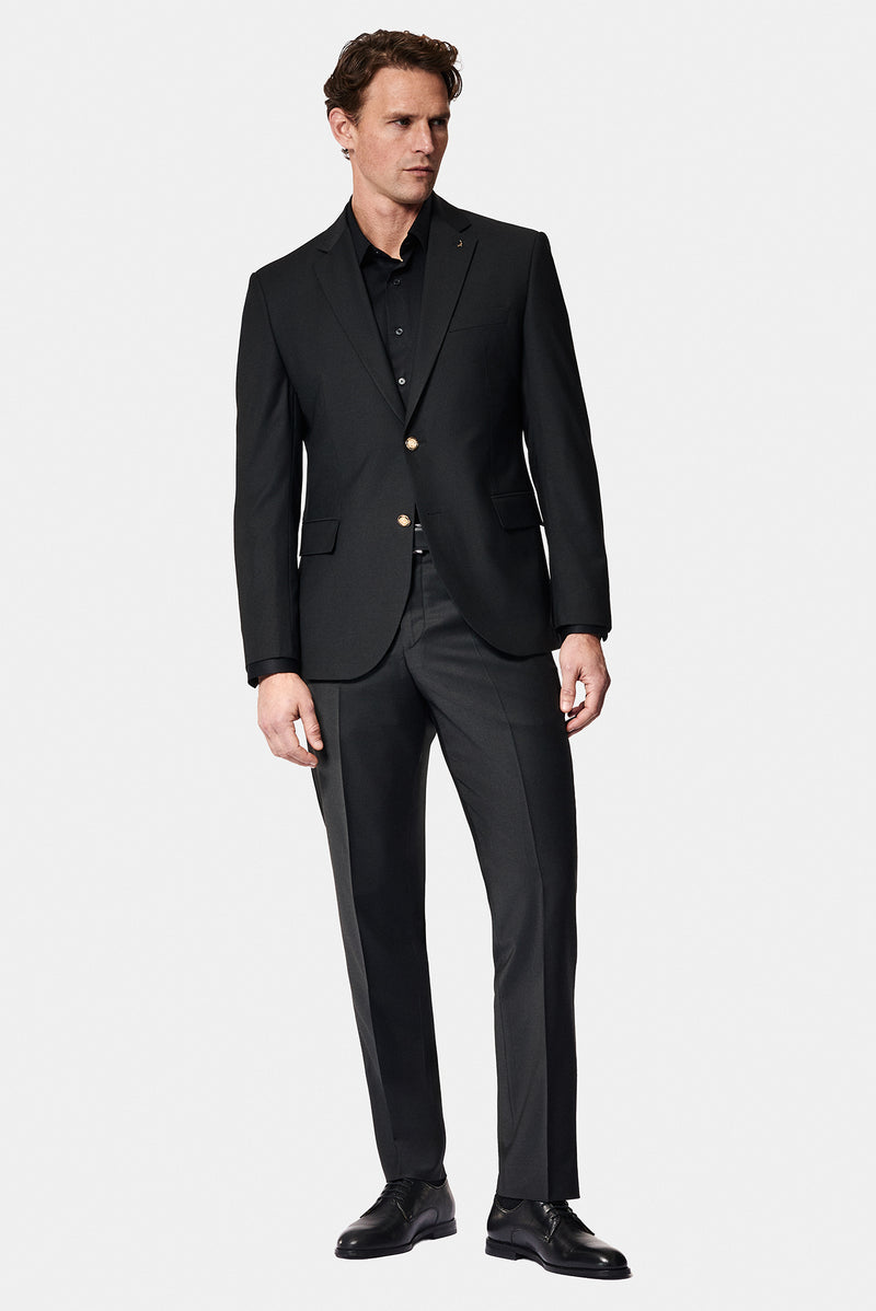 Siyah 6 Drop Regular Fit Standart Kesim Yünlü Blazer Ceket