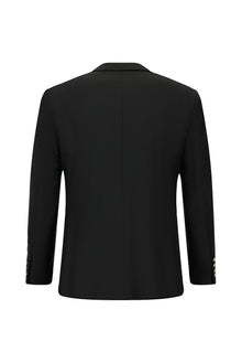 Siyah 6 Drop Regular Fit Standart Kesim Yünlü Blazer Ceket-Abdullah Ki??l?