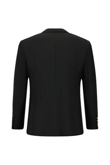 Siyah 4 Drop Relaxed Fit Rahat Kesim Yünlü Blazer Ceket-Abdullah Ki??l?