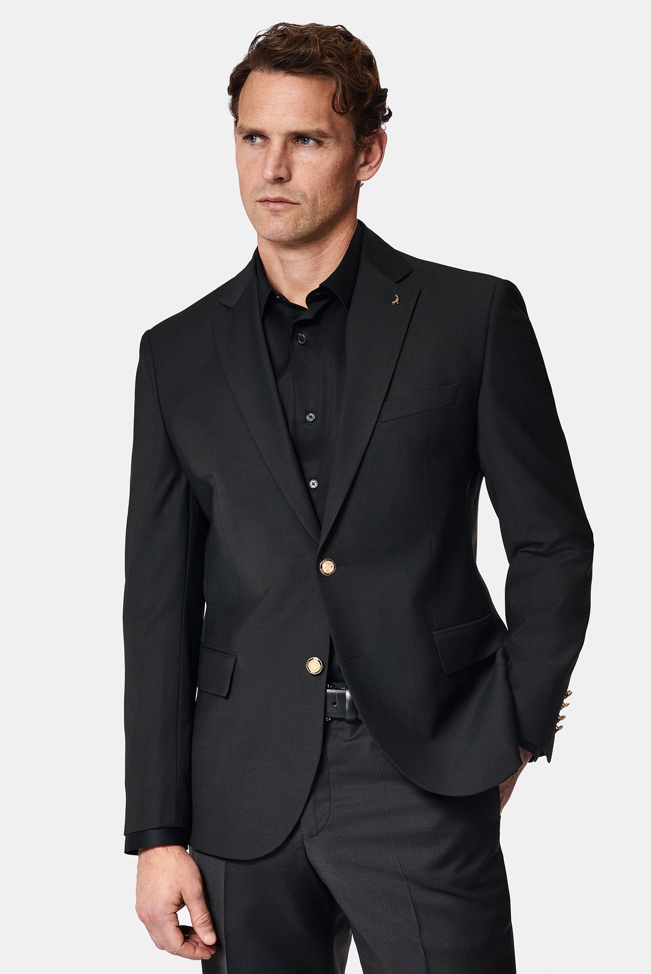 Siyah 7 Drop Slim Fit Dar Kesim Yünlü Blazer Ceket-Abdullah Ki??l?