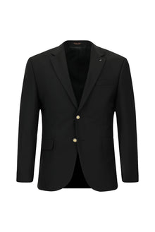 Siyah Relaxed Fit Rahat Kesim Yünlü Blazer Ceket