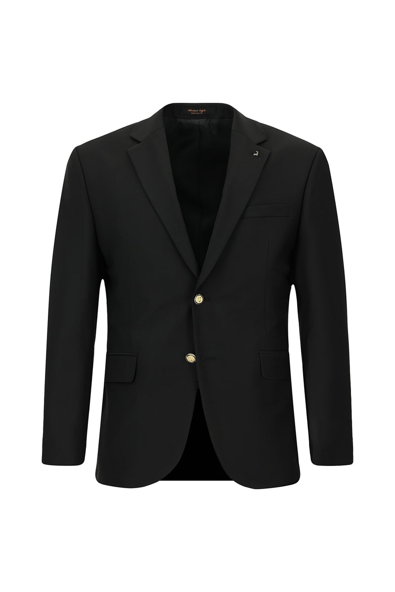 Siyah Relaxed Fit Rahat Kesim Yünlü Blazer Ceket