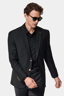 Siyah 4 Drop Relaxed Fit Rahat Kesim Yünlü Blazer Ceket-Abdullah Ki??l?