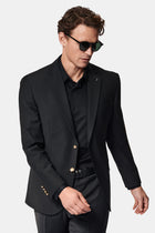 Siyah 6 Drop Regular Fit Standart Kesim Yünlü Blazer Ceket-Abdullah Ki??l?