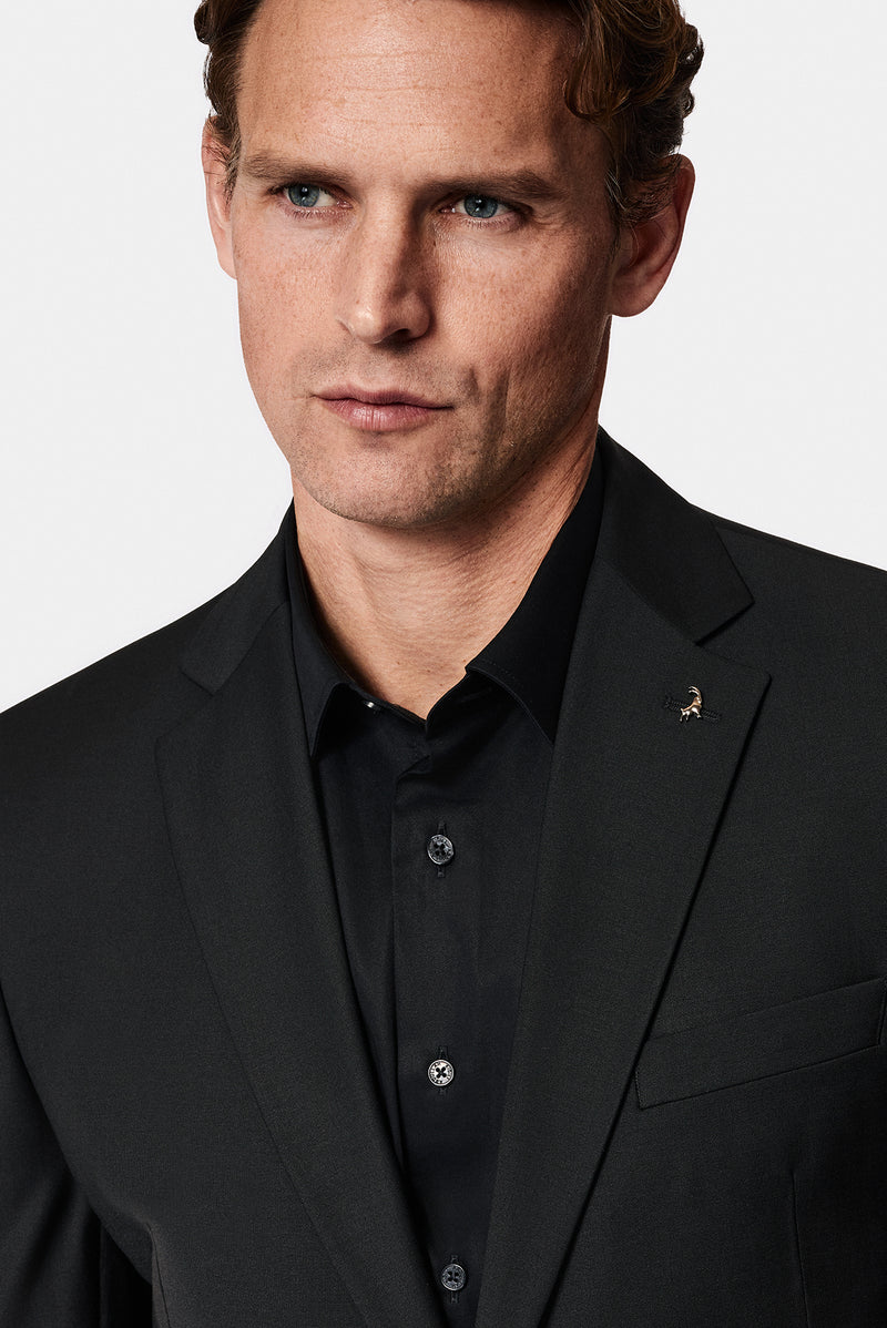 Siyah 7 Drop Slim Fit Dar Kesim Yünlü Blazer Ceket