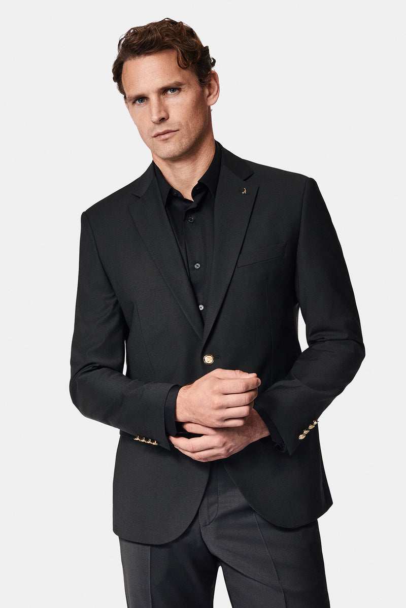 Siyah 7 Drop Slim Fit Dar Kesim Yünlü Blazer Ceket