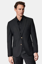 Siyah 4 Drop Relaxed Fit Rahat Kesim Yünlü Blazer Ceket-Abdullah Ki??l?