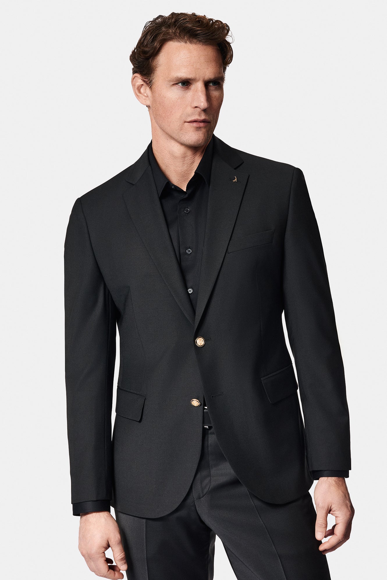 Siyah 6 Drop Regular Fit Standart Kesim Yünlü Blazer Ceket-Abdullah Ki??l?