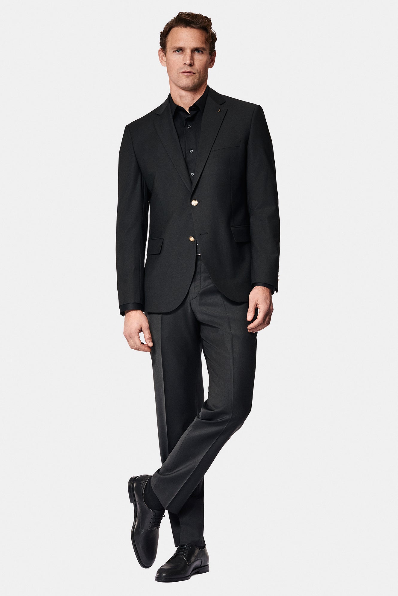 Siyah 6 Drop Regular Fit Standart Kesim Yünlü Blazer Ceket-Abdullah Ki??l?