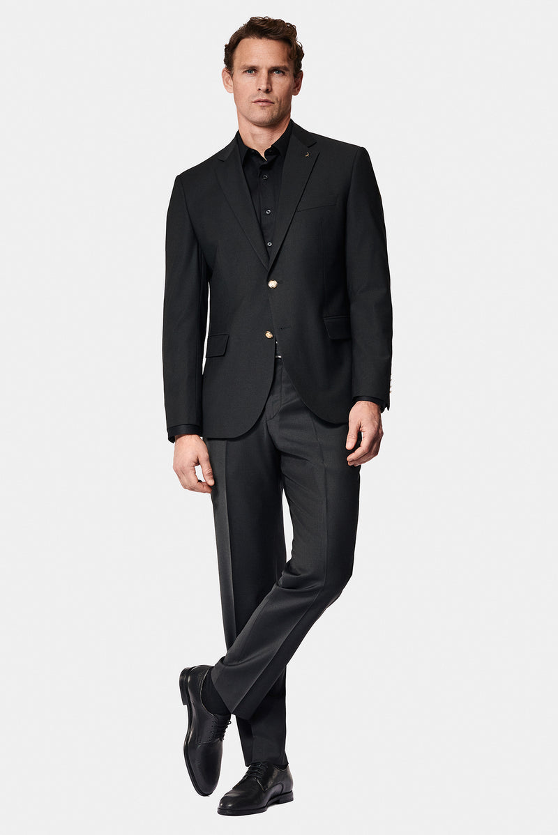 Siyah 6 Drop Regular Fit Standart Kesim Yünlü Blazer Ceket