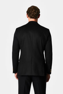 Siyah 6 Drop Regular Fit Mono Yaka Düz Yün Klasik Ceket