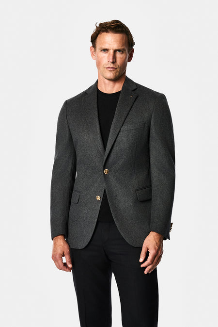 Koyu Füme 6 Drop Regular Fit Mono Yaka Düz Yün Klasik Ceket