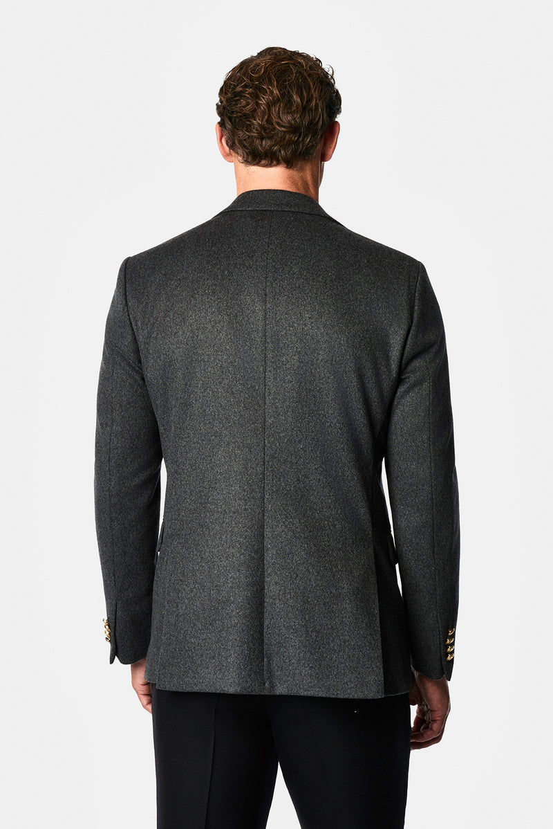 Koyu Füme 6 Drop Regular Fit Mono Yaka Düz Yün Klasik Ceket