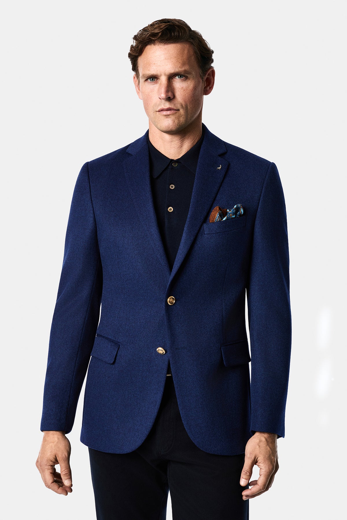 Açık Lacivert 6 Drop Regular Fit Standart Kesim %100 Yün Mono Yaka Blazer Ceket