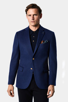 Açık Lacivert 6 Drop Regular Fit Standart Kesim %100 Yün Mono Yaka Blazer Ceket