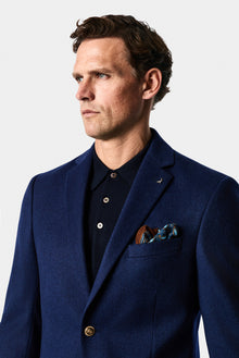 Açık Lacivert 6 Drop Regular Fit Standart Kesim %100 Yün Mono Yaka Blazer Ceket