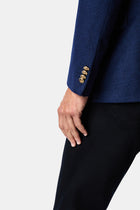 Açık Lacivert 6 Drop Regular Fit Standart Kesim %100 Yün Mono Yaka Blazer Ceket