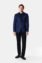 Açık Lacivert 6 Drop Regular Fit Standart Kesim %100 Yün Mono Yaka Blazer Ceket