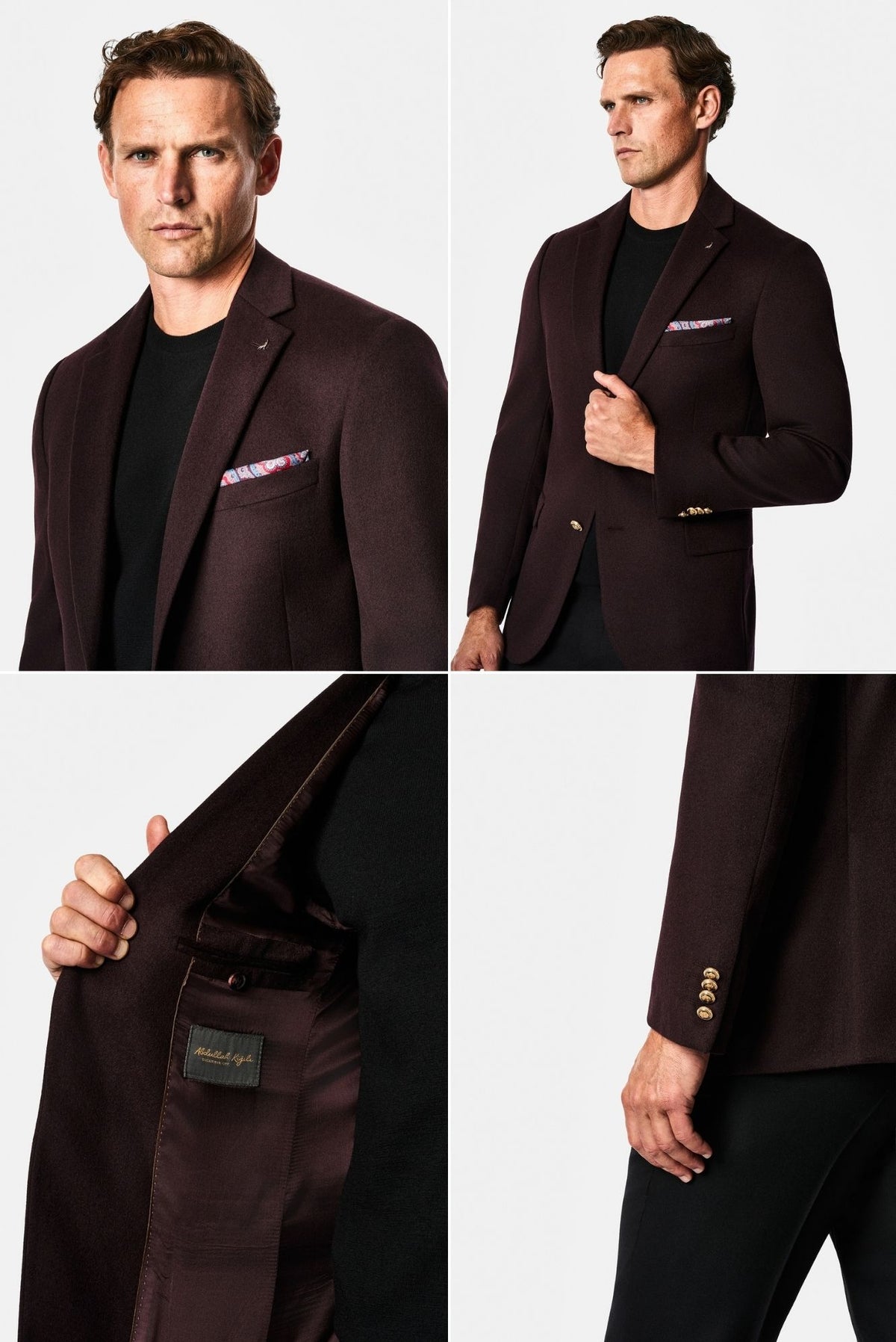 Koyu Bordo 6 Drop Regular Fit Mono Yaka Düz Yün Klasik Ceket
