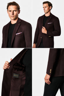 Koyu Bordo 6 Drop Regular Fit Mono Yaka Düz Yün Klasik Ceket