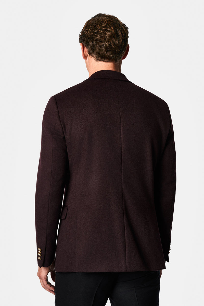 Koyu Bordo 6 Drop Regular Fit Mono Yaka Düz Yün Klasik Ceket