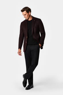 Koyu Bordo 6 Drop Regular Fit Mono Yaka Düz Yün Klasik Ceket
